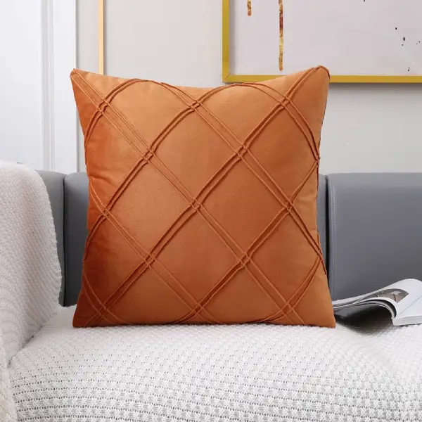 18''/18'' Orange Color Geometric Pattern Velvet Cushion Covers